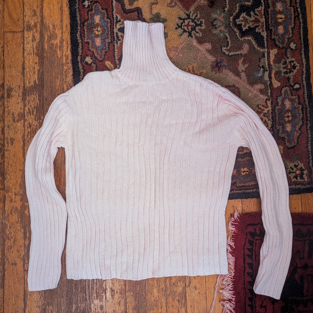 vintage pink cotton ribbed turtleneck